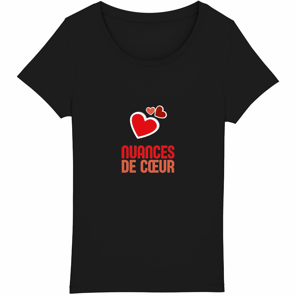 T-shirt Femme Léger : Élégance en Nuance de Coeurs Rouges - face_noir