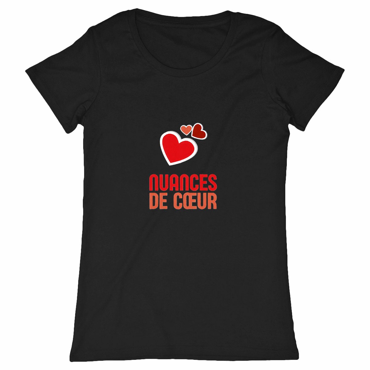 T-shirt Femme Classique : Amour en Nuances de Coeurs Rouges - face_noir