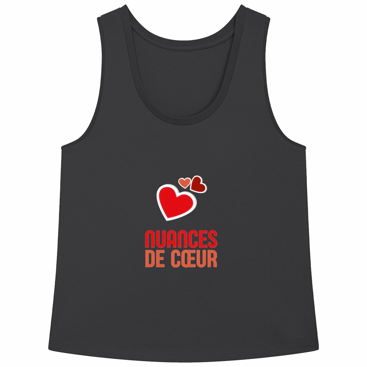 Débardeur Femme Ample : Amour en Nuances de Coeurs Rouges - face_noir