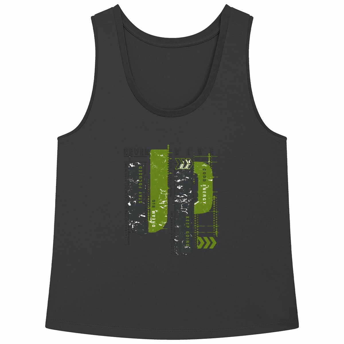 Débardeur Femme Ample - Élégance en Gris et Vert Olive - face_noir