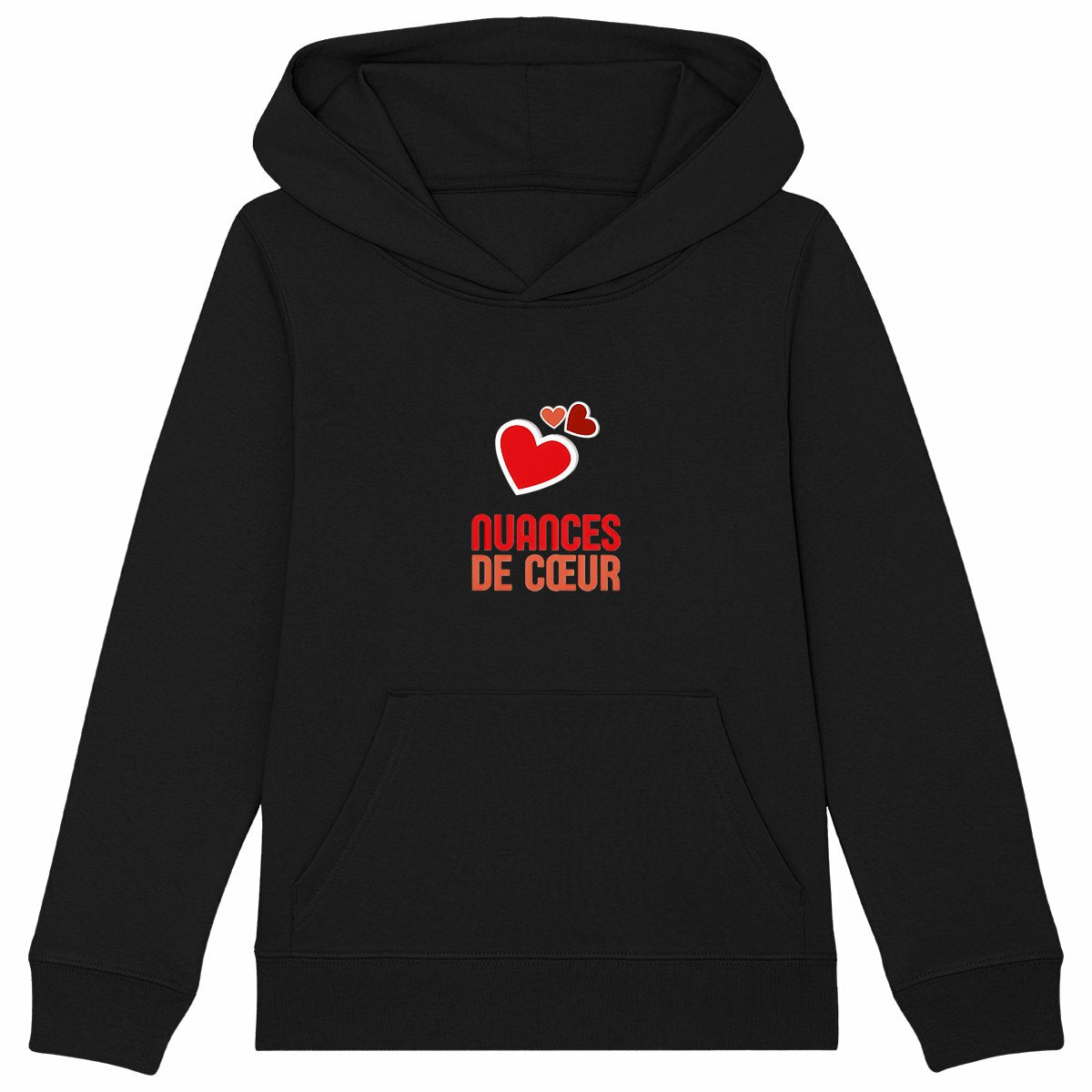Sweat à capuche Epais Enfant - Amour et Douceur en Coeurs Rouges - face_noir