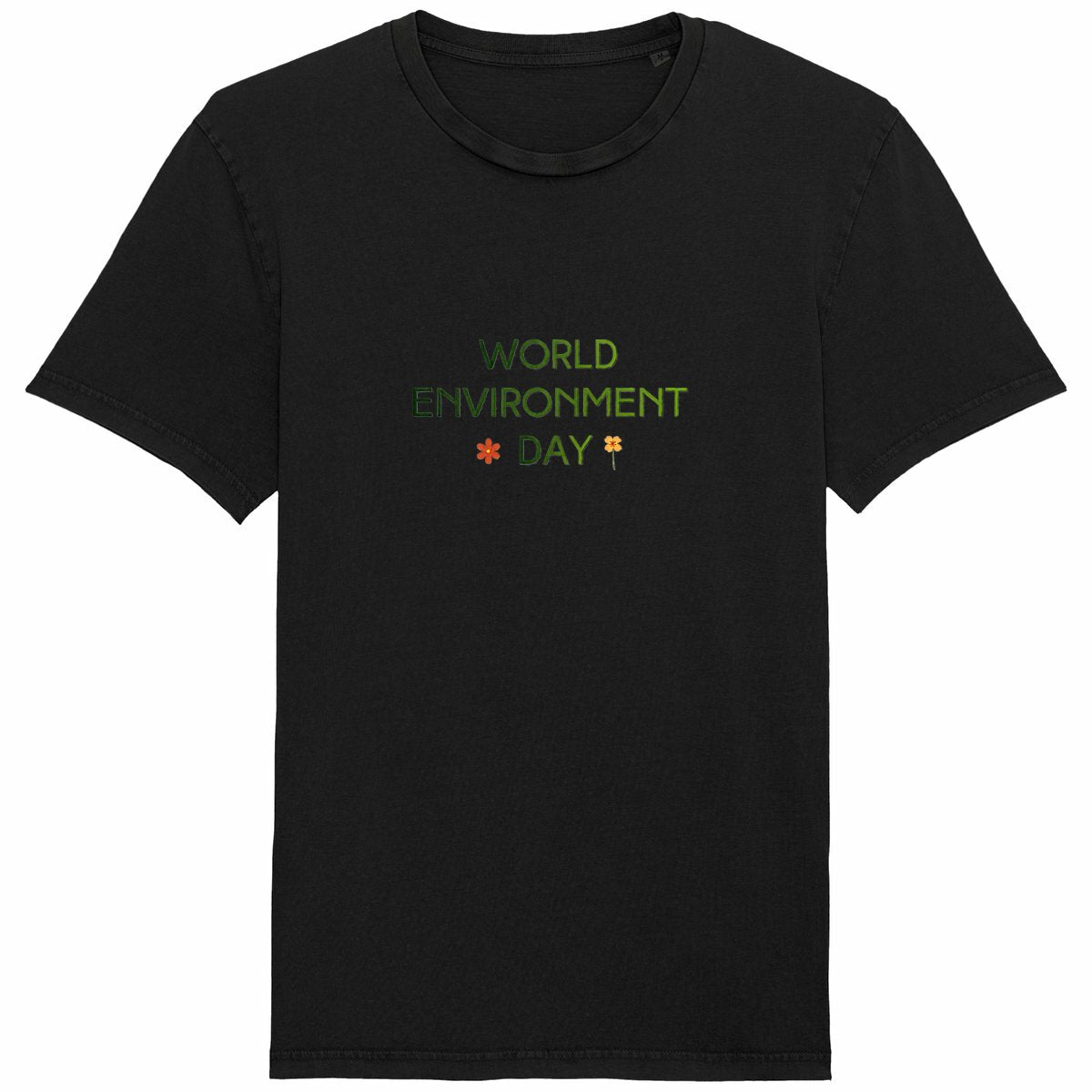 T-shirt Unisexe Vintage : Célébrez la Journée Mondiale de l'Environnement - face_noir