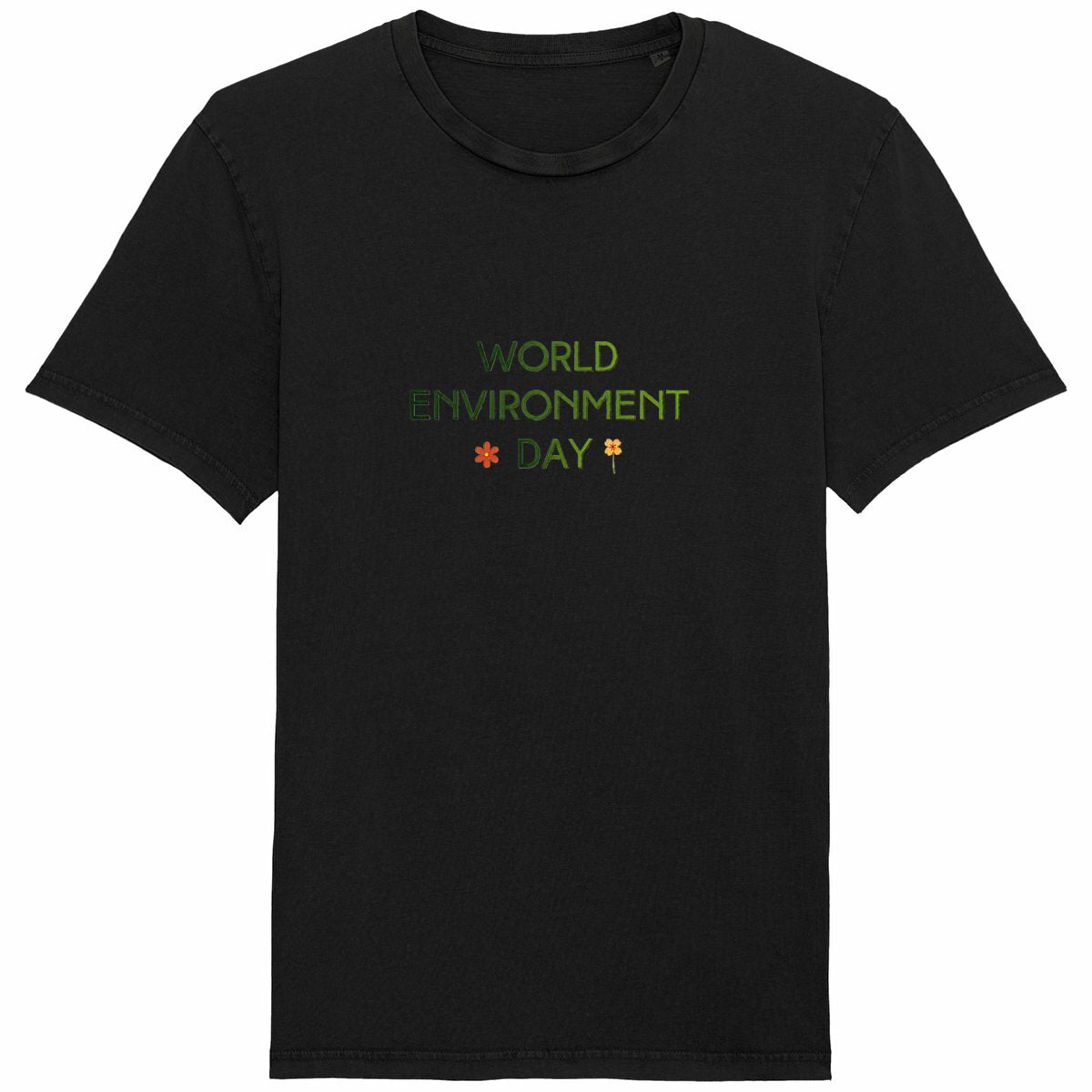 T-shirt Unisexe Vintage : Célébrez la Journée Mondiale de l'Environnement - face_noir