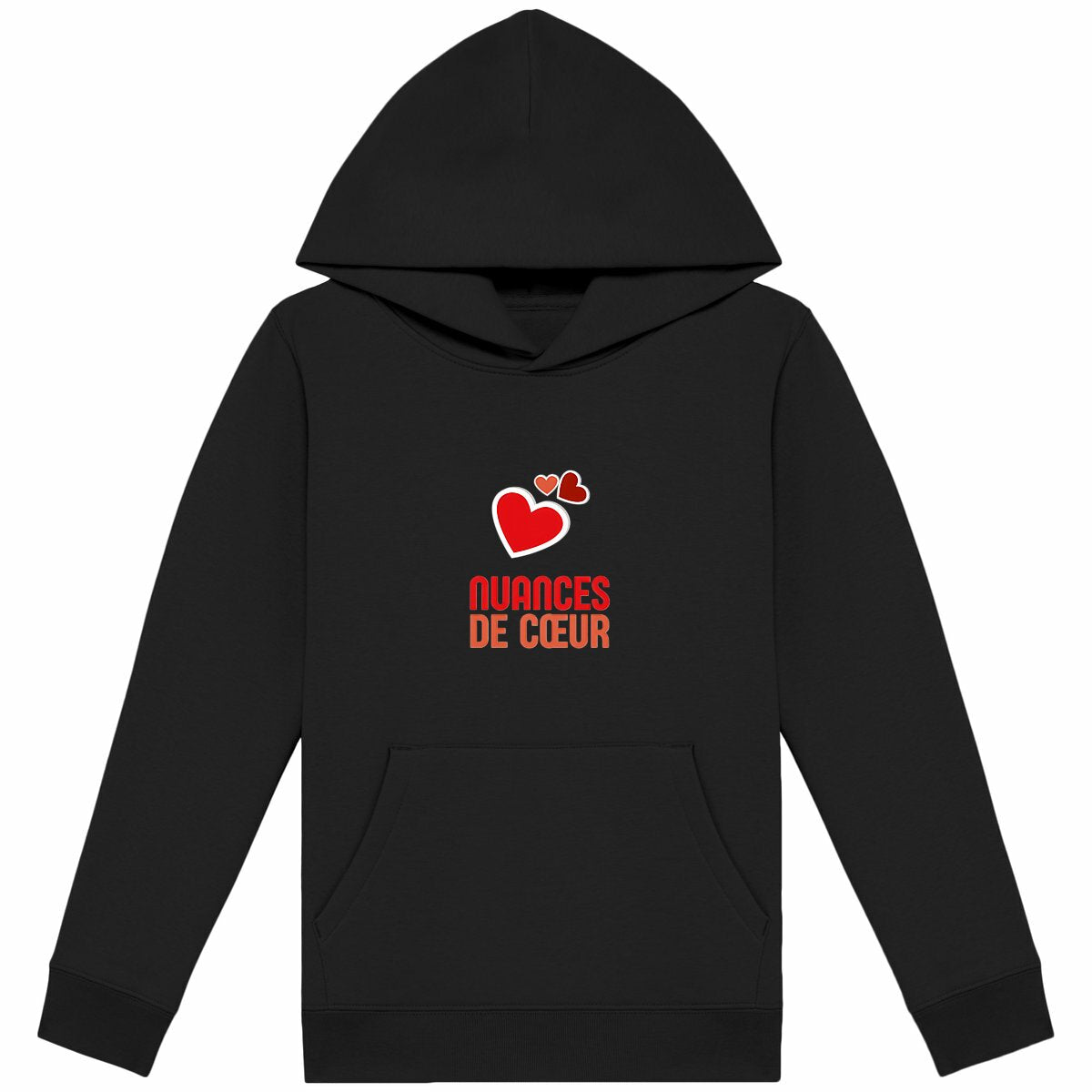 Sweat à capuche Léger Enfant - Amour en Nuances de Coeurs Rouges - face_noir