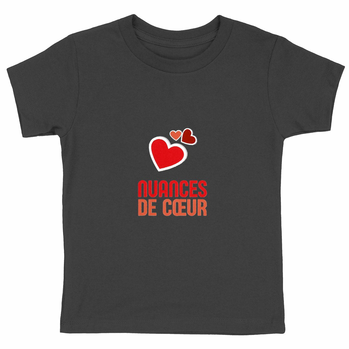 T-shirt Enfant Epais - Nuances de Coeurs Rouges - face_noir