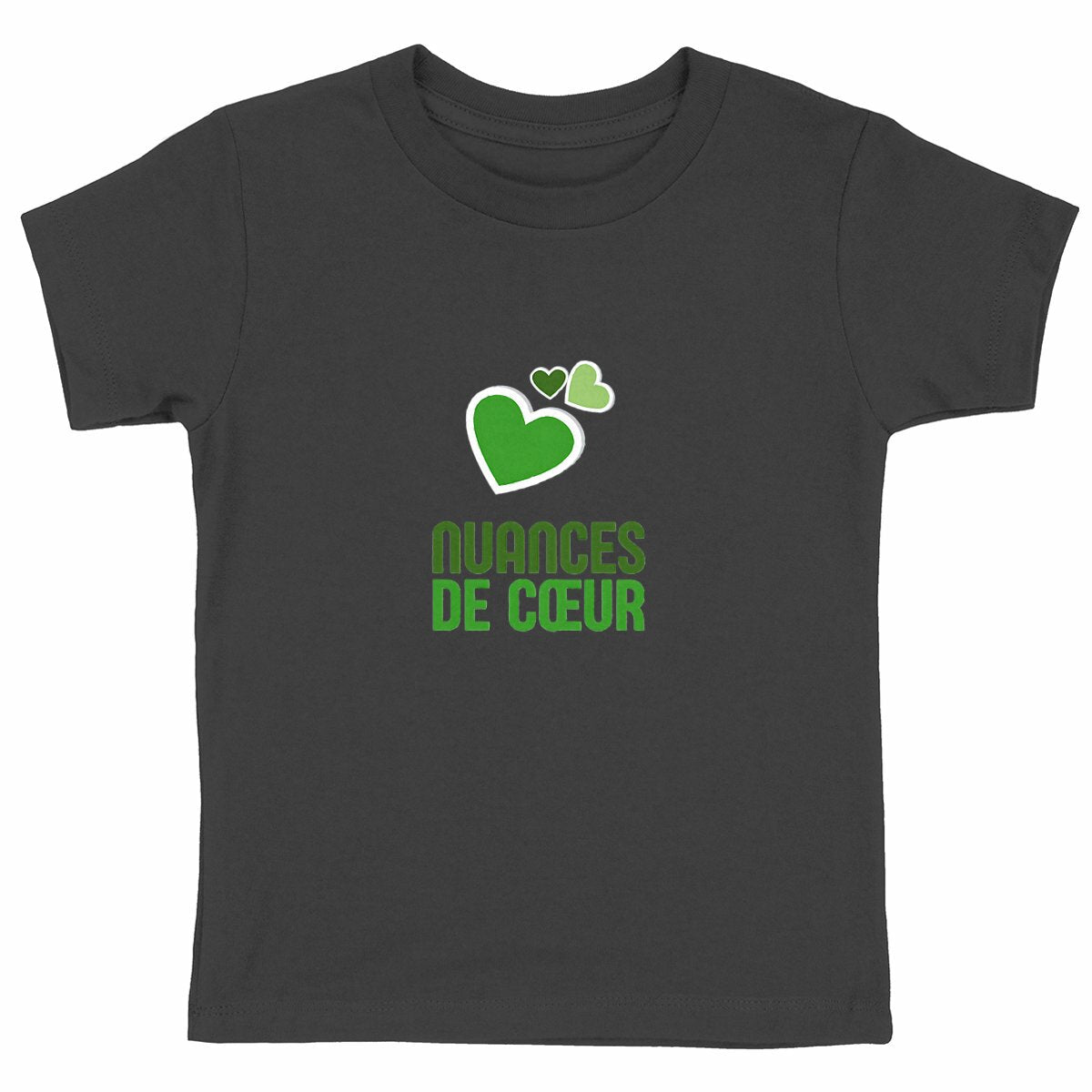 T-shirt Enfant Epais - Célébrez l'amour avec des nuances de coeur vert - face_noir