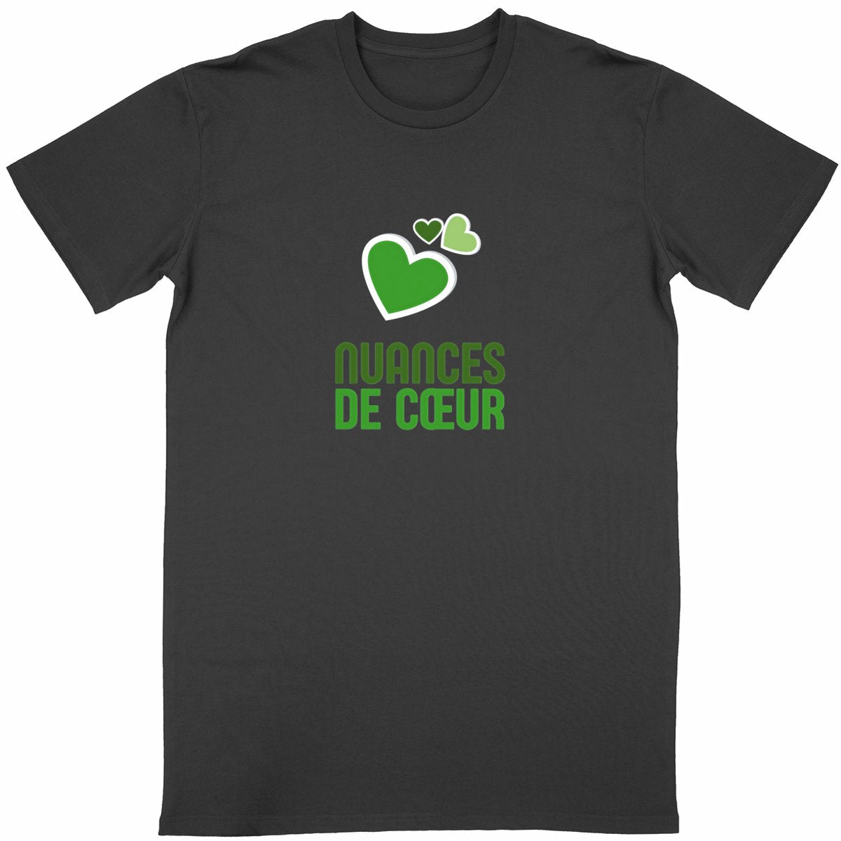 T-shirt Unisexe Classique : Amour en Nuances de Vert - face_noir