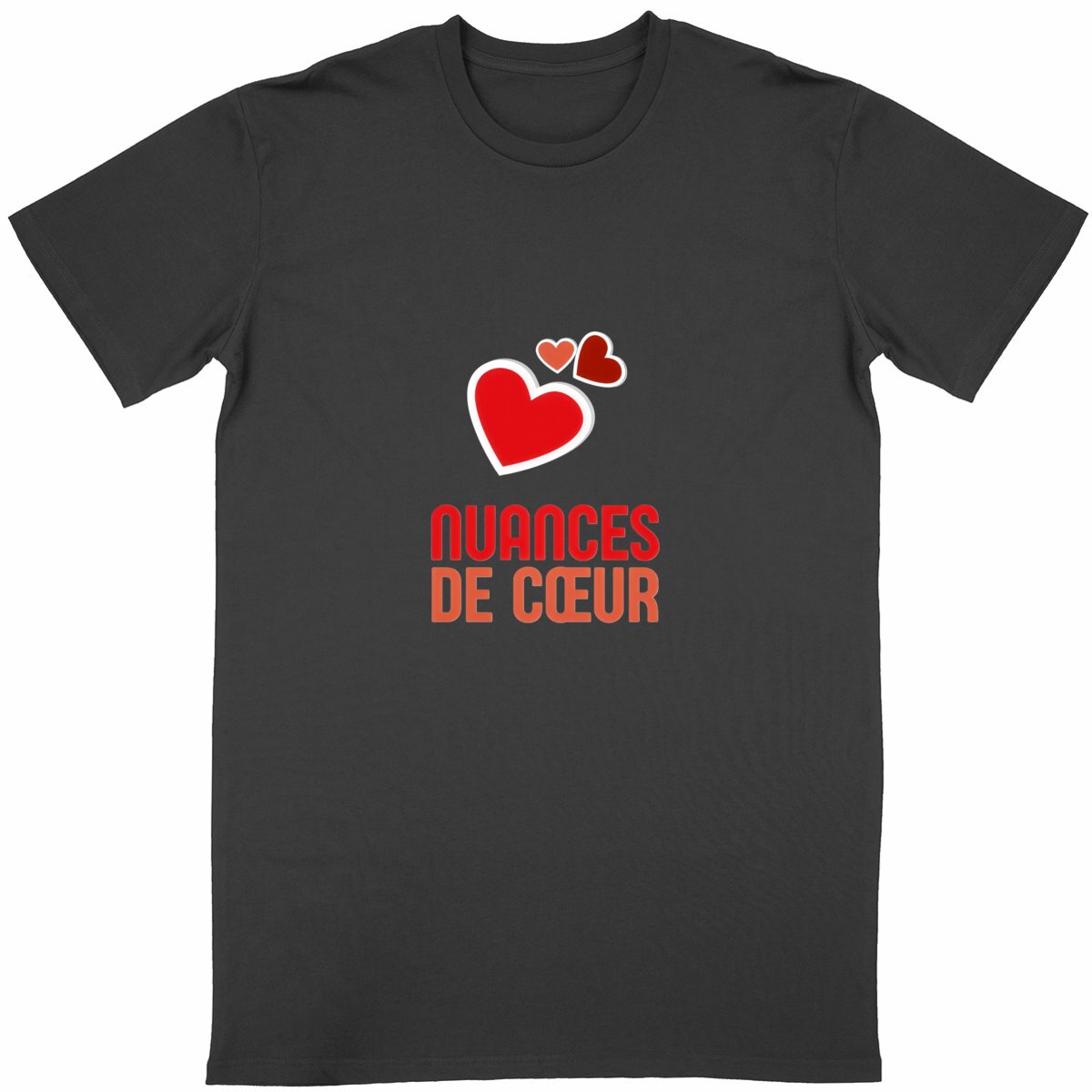 T-shirt Unisexe Classique - Nuances de Coeurs Rouges - face_noir