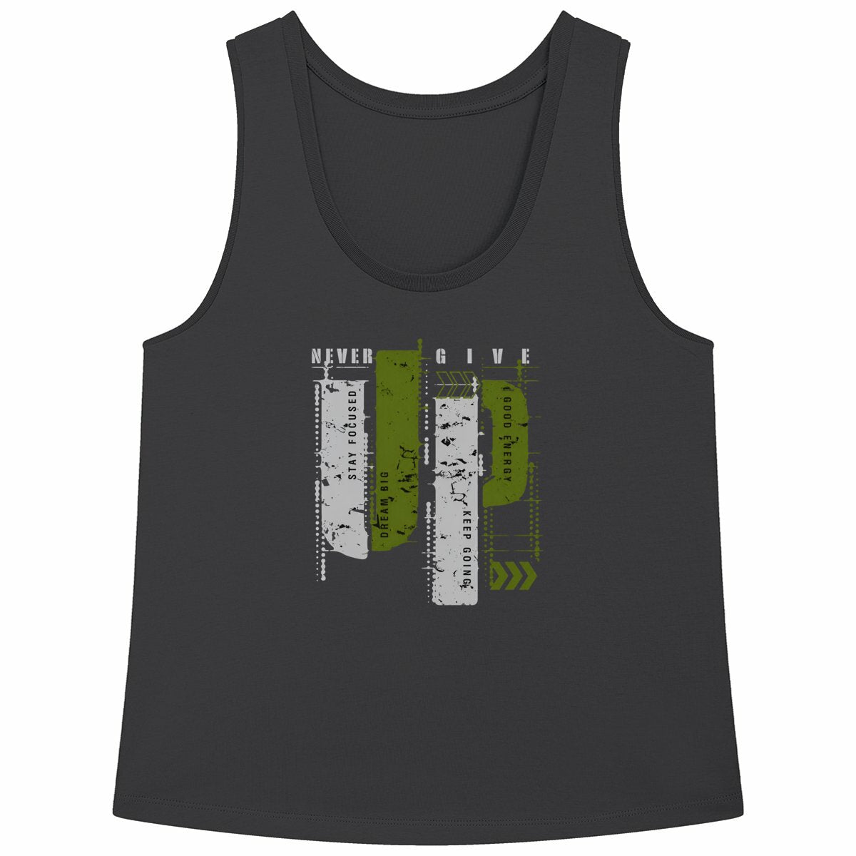 Débardeur Femme Ample : Élégance en Gris et Vert Olive - face_noir