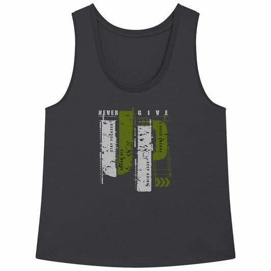 Débardeur Femme Ample : Élégance en Gris et Vert Olive - face_noir