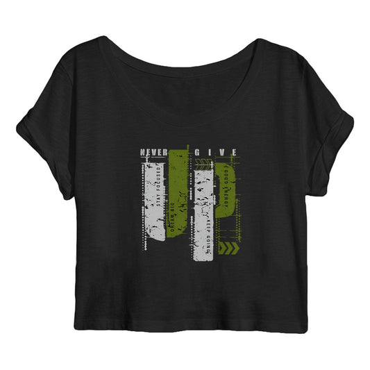Crop top Femme - Élégance en Gris et Vert Olive - face_noir
