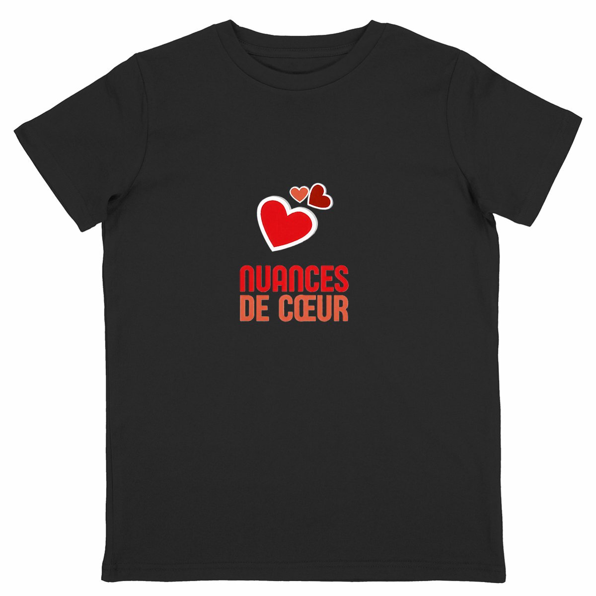 T-shirt Enfant Léger : Amour en Nuances de Coeurs Rouges - face_noir