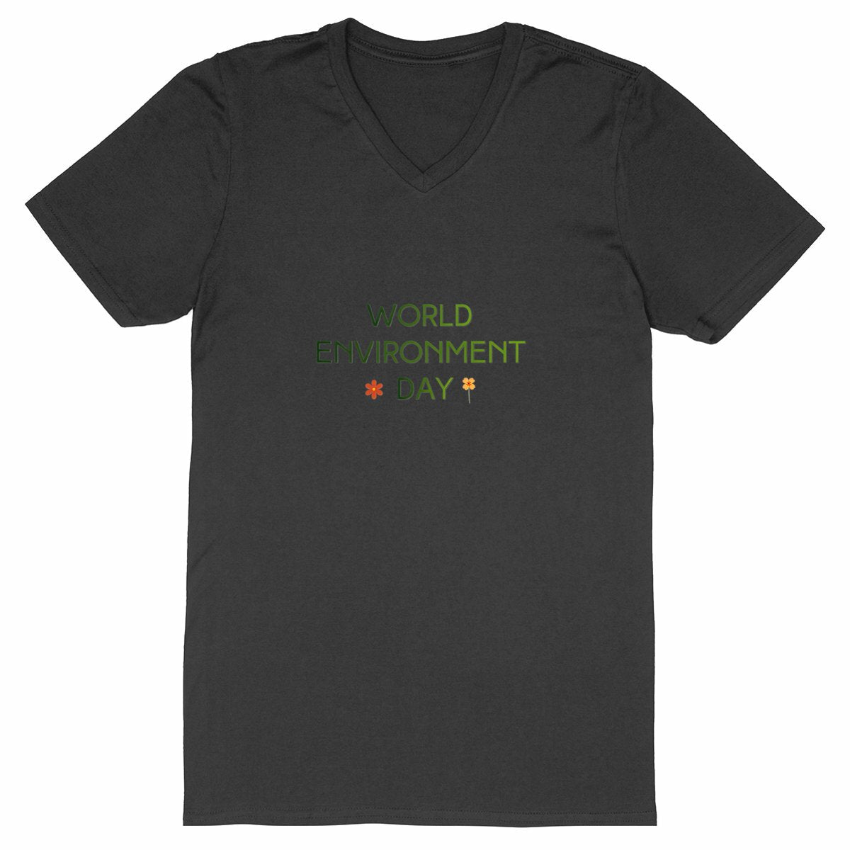 T-shirt Homme Col V - Célébrez la Journée Mondiale de l'Environnement - face_noir