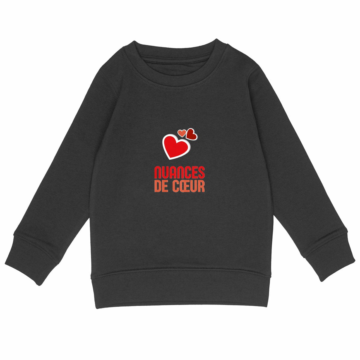 Sweat-shirt Léger Enfant - Amour en Nuances de Coeurs Rouges - face_noir