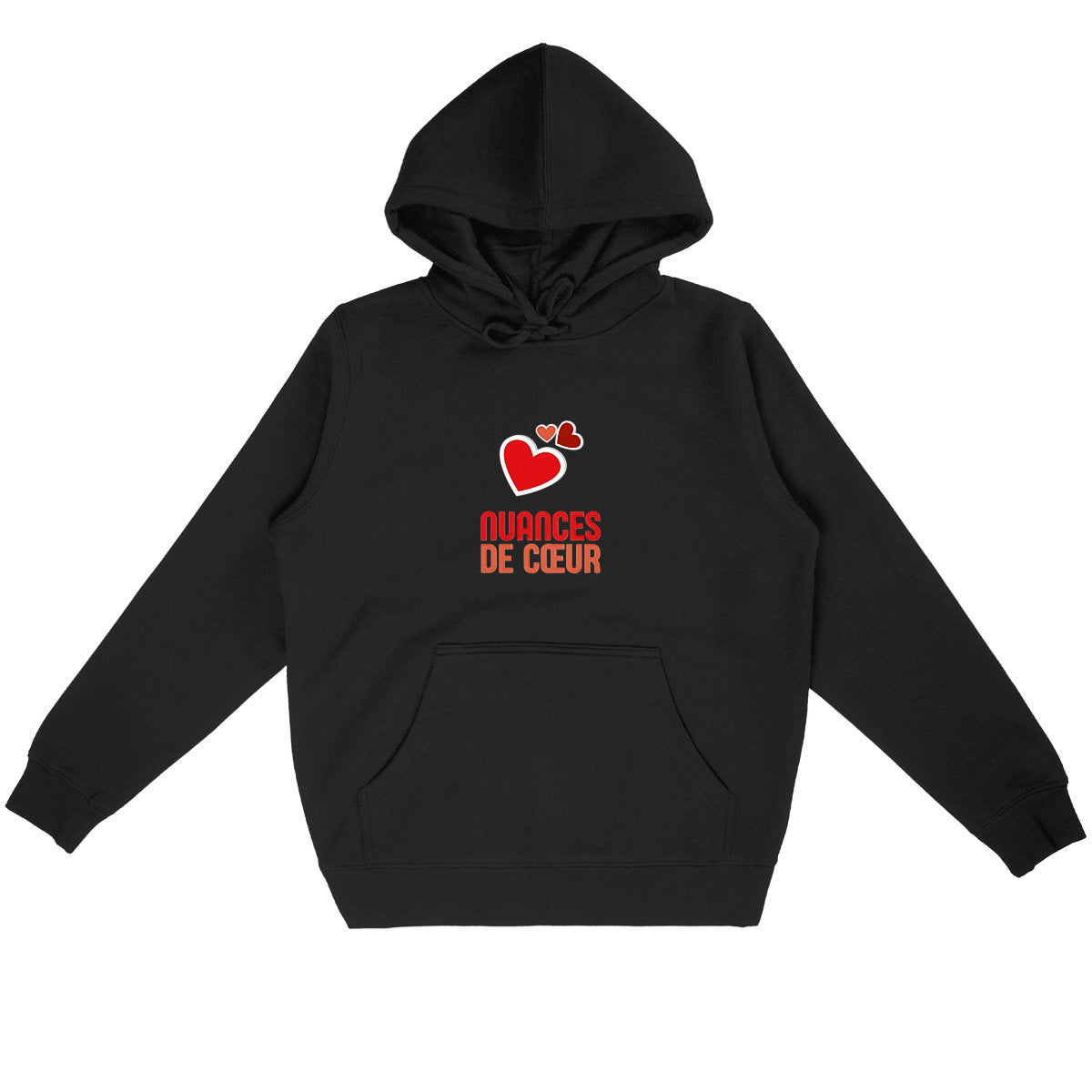 Sweat à capuche Léger Unisexe - Amour en nuances de coeurs rouges - face_noir