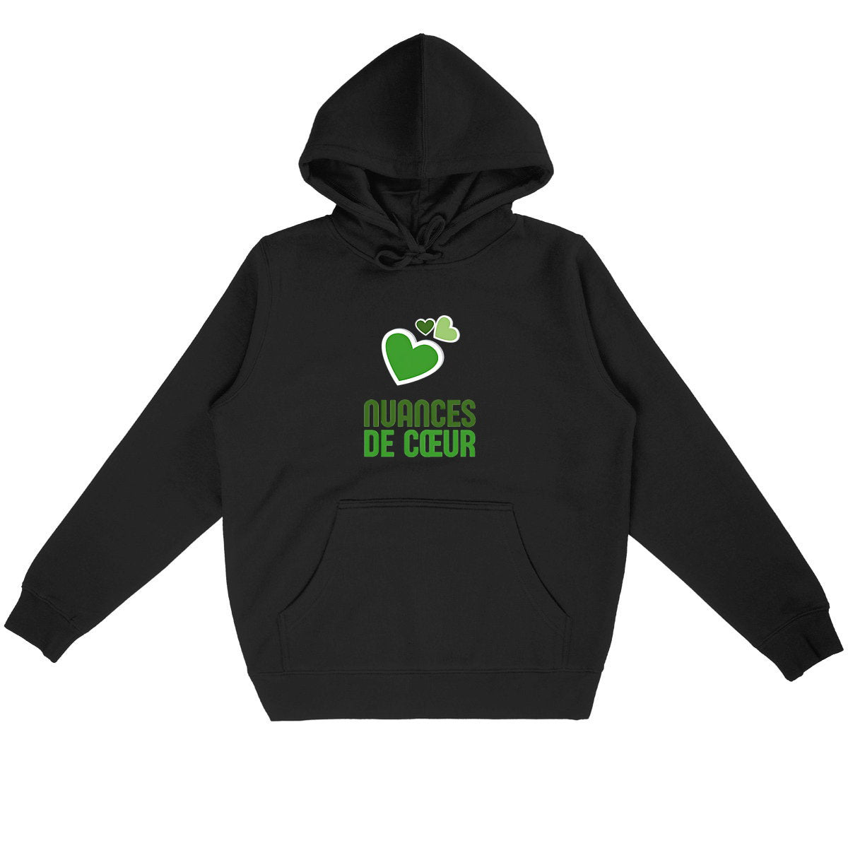 Sweat à capuche Léger Unisexe - Amour en Nuances de Verts - face_noir