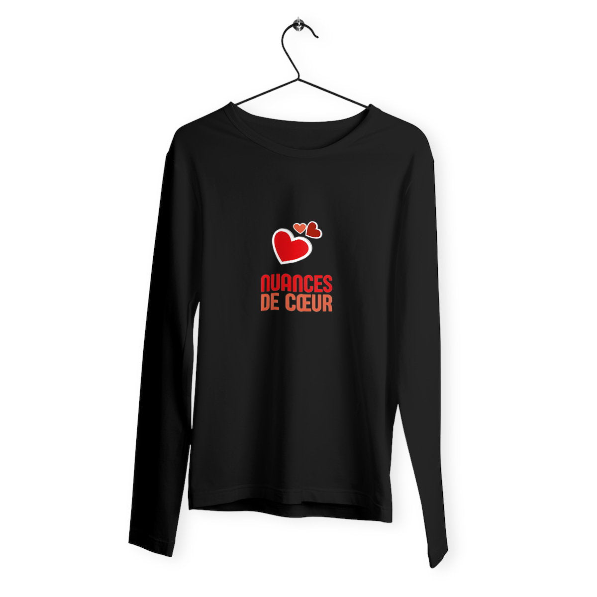 T-shirt Femme Léger manches longues - Amour en nuances de coeurs rouges - face_noir