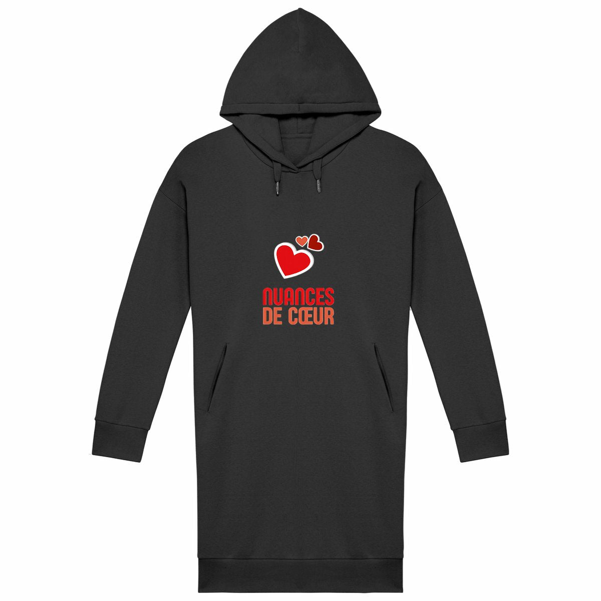 Robe Sweat Femme : Élégance et Douceur avec des Nuances de Cœurs Rouges - face_noir