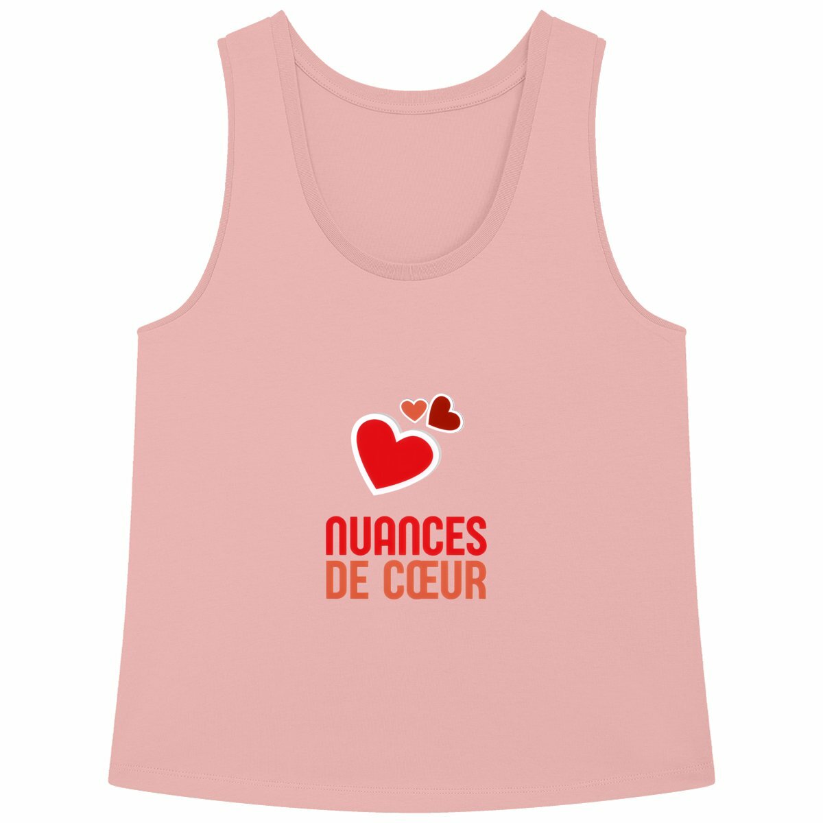 Débardeur Femme Ample : Amour en Nuances de Coeurs Rouges - face_rose