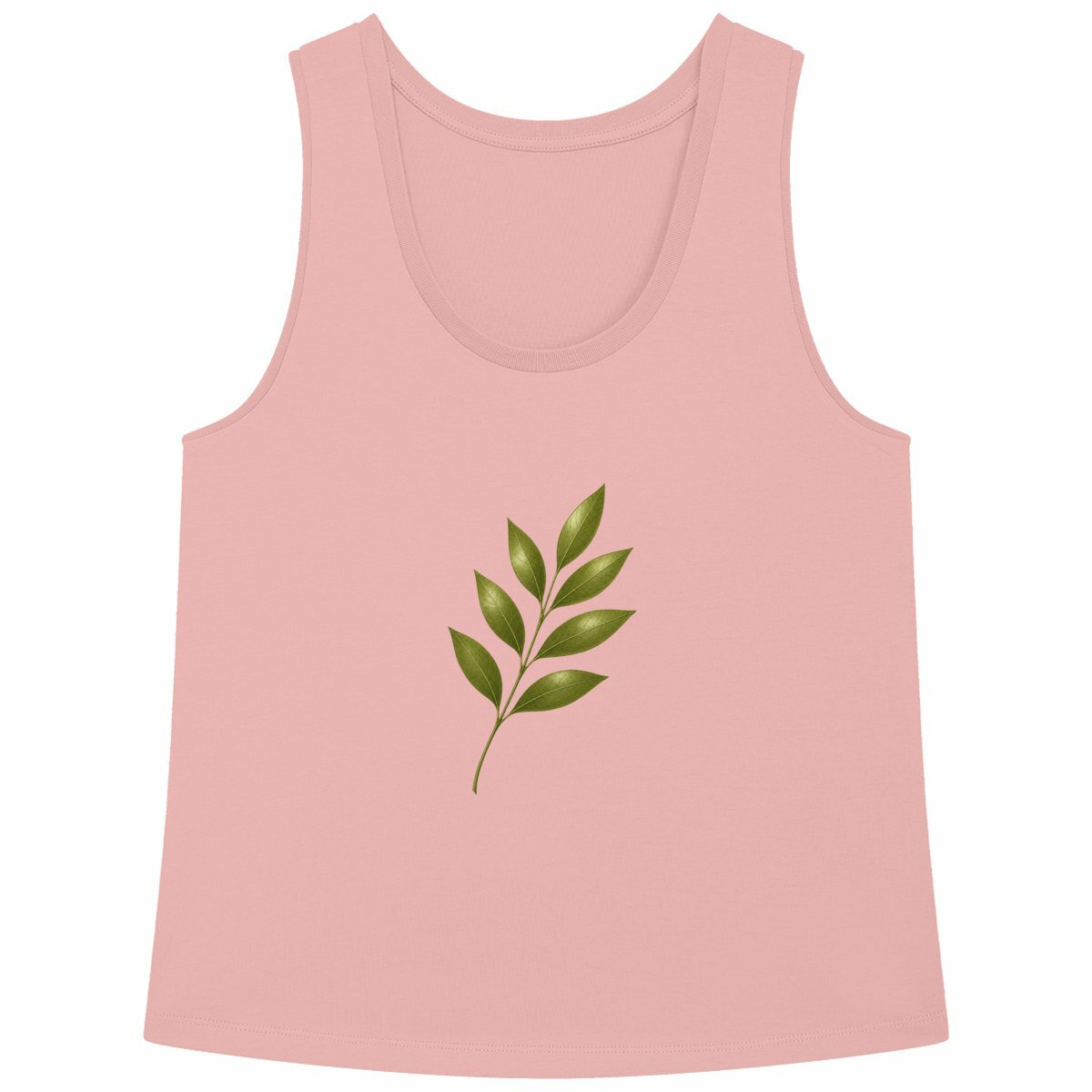 Débardeur Femme Ample - Élégance Naturelle avec Tige et Feuilles - face_rose