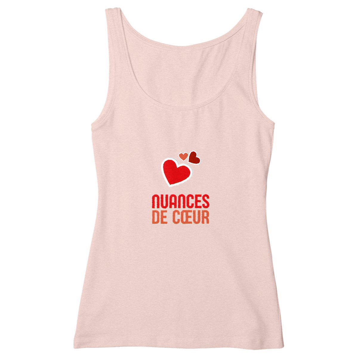 Débardeur Femme Cintré - Nuances de Coeurs Rouges - face_rose