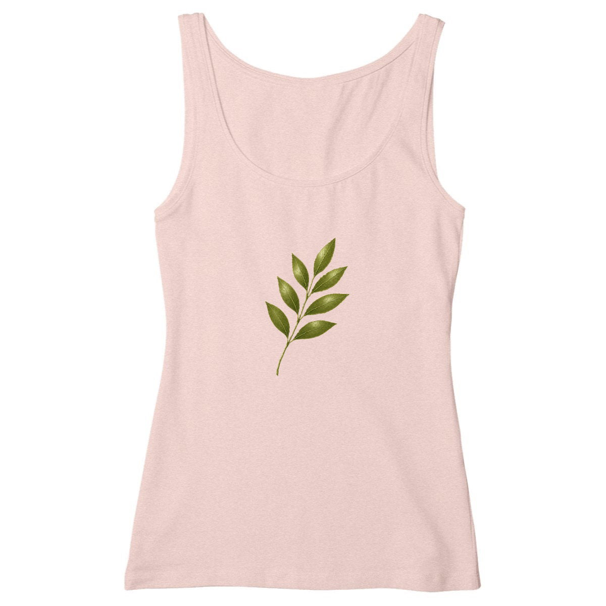 Débardeur Femme Cintré - Élégance Naturelle avec Feuilles Vertes - face_rose