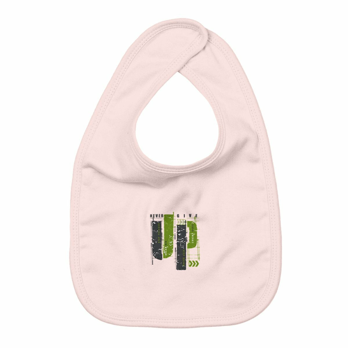Bavoir 'Never Give Up!' - Pour les petits battants - face_rose