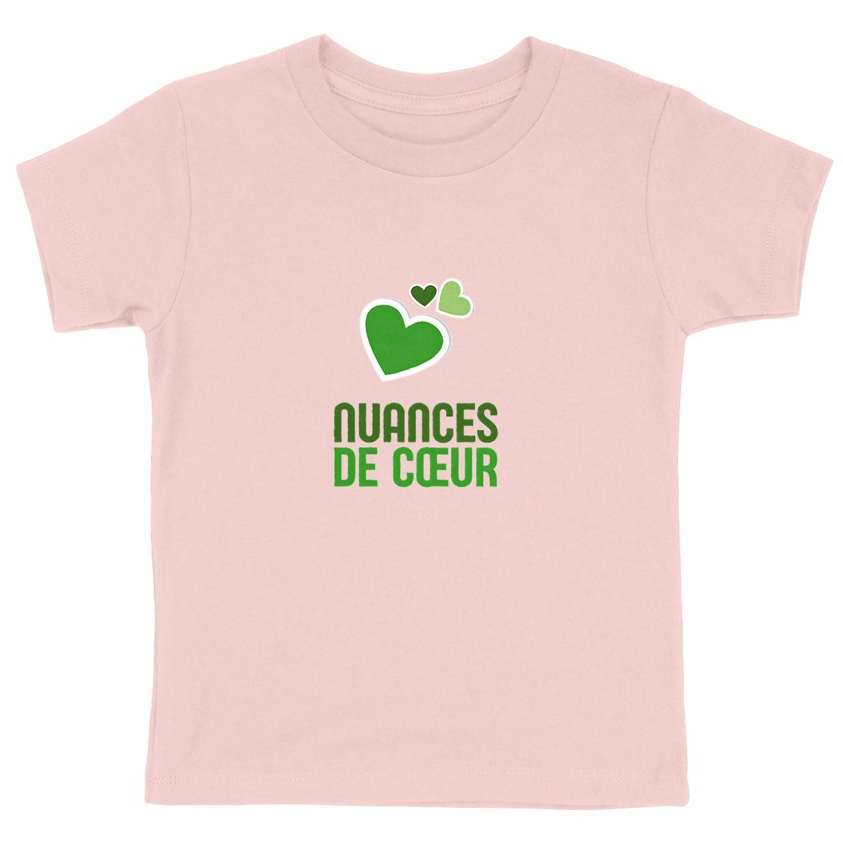 T-shirt Enfant Epais - Célébrez l'amour avec des nuances de coeur vert - face_rose