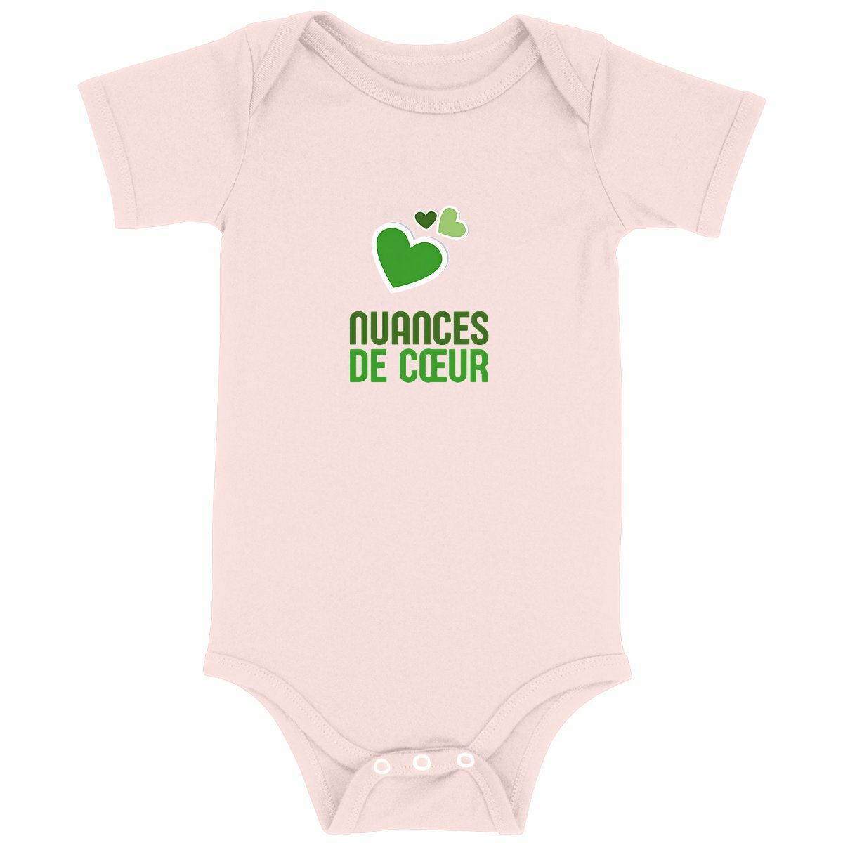 Body bébé : Amour en nuances de coeurs verts - face_rose
