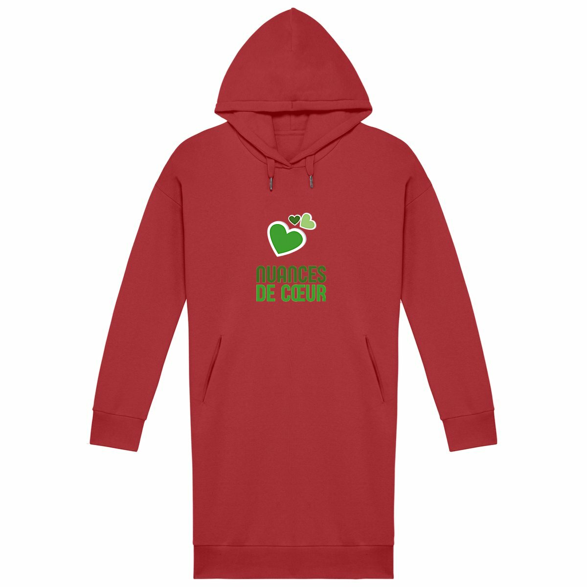 Robe Sweat Femme : Élégance et douceur avec des nuances de cœurs verts - face_rouge