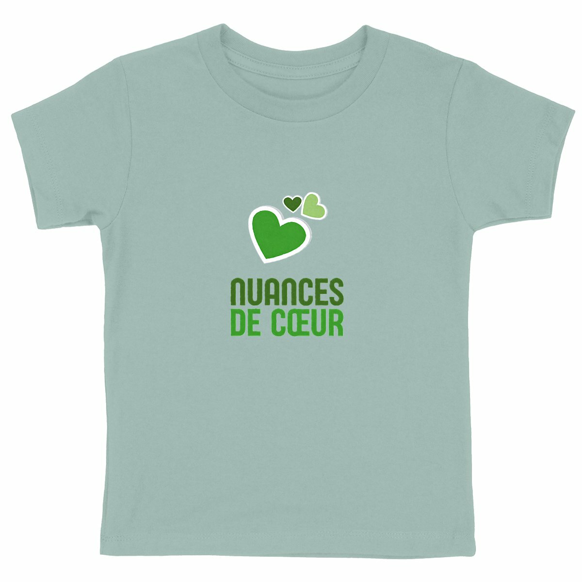 T-shirt Enfant Epais - Célébrez l'amour avec des nuances de coeur vert - face_vert