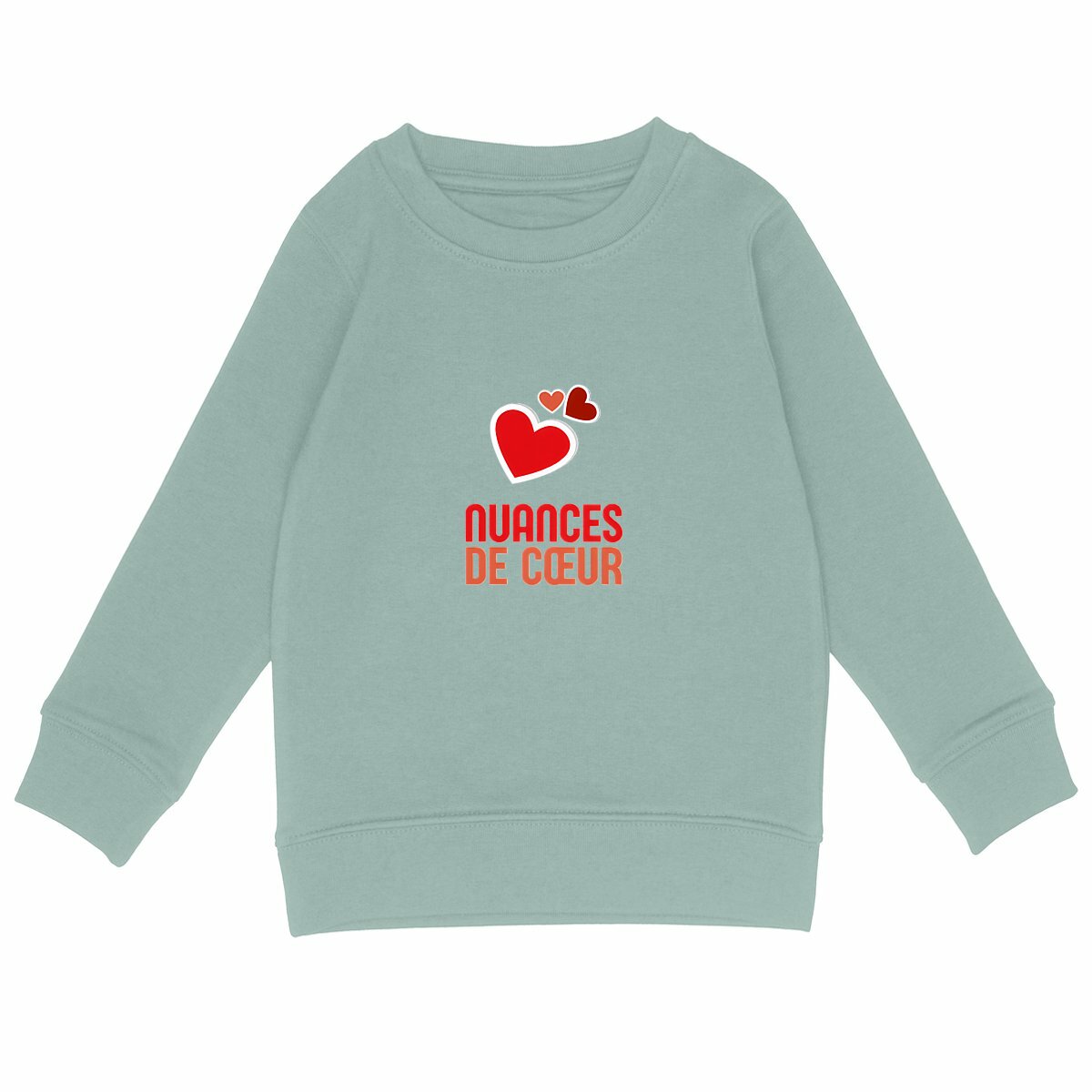 Sweat-shirt Léger Enfant : Vibrantes Nuances de Coeurs Rouges - face_vert