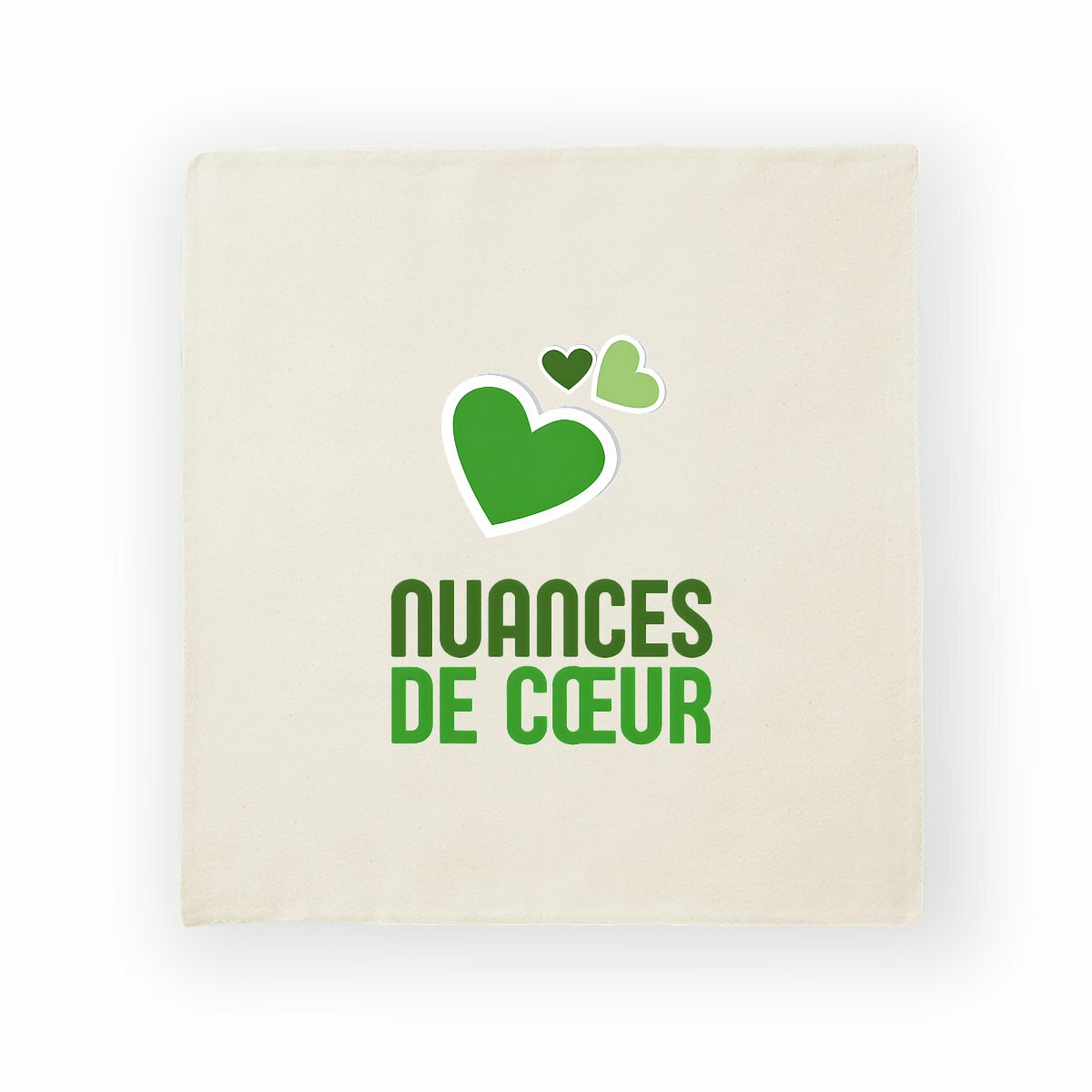 Housse de coussin en coton - Nuances de coeur vert - recto_naturel