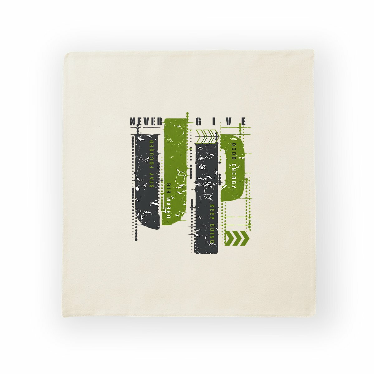 Housse de coussin en coton - Élégance gris et vert olive - recto_naturel