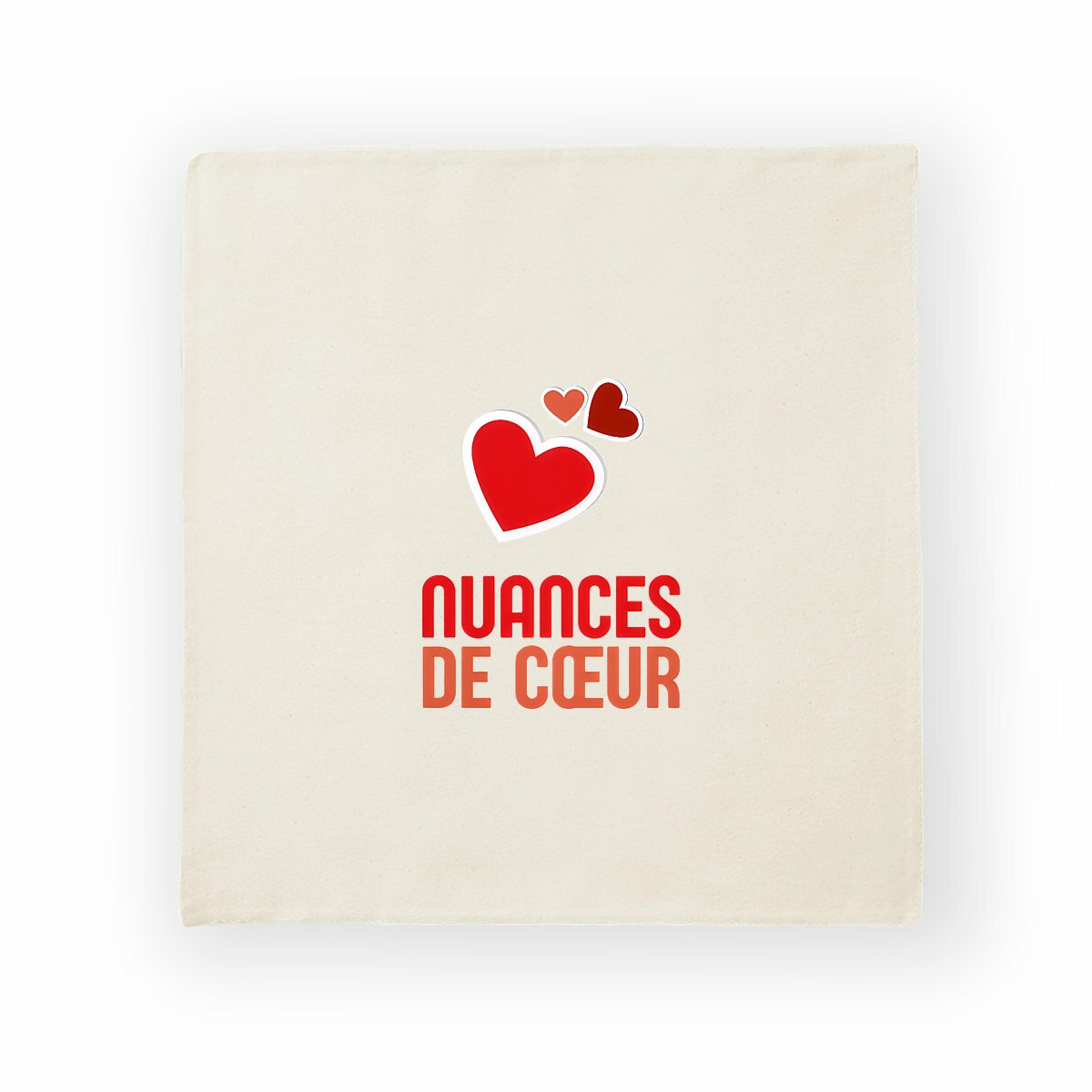 Housse de coussin en coton - Nuances de coeurs rouges - recto_naturel