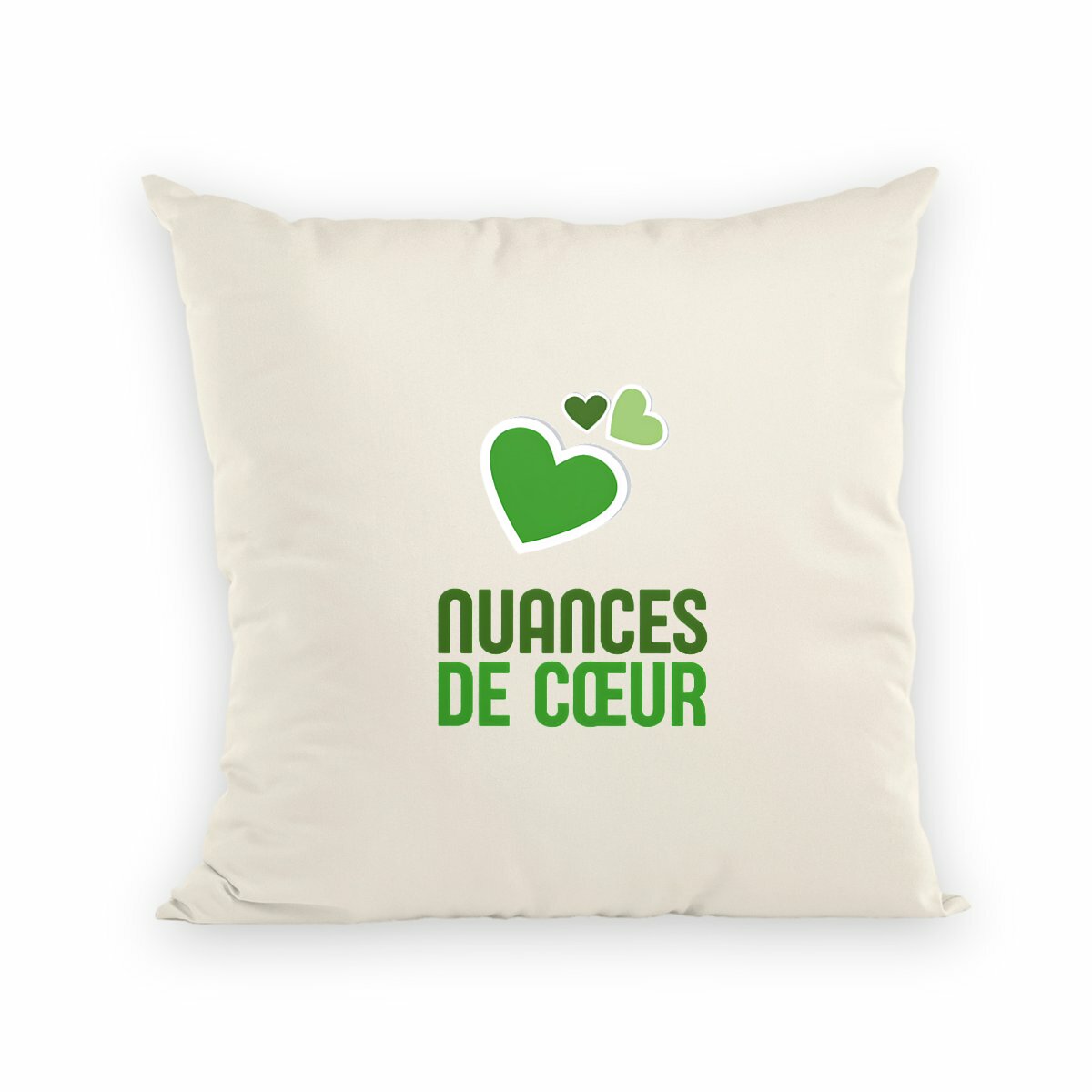 Coussin Nuances de Coeurs Verts : Un Touche de Tendresse - recto_naturel